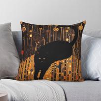 Gustav Klimt Cat Square Pillowcase Polyester Linen Velvet Pattern Zip Decor Sofa Cushion Cover Wholesale 40X40CM black