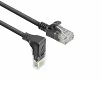 ACT Black 1,5 m U/UTP CAT6A LSZH plonas kabelis su RJ45 jungtimis 90° kampu žemyn ir tiesia