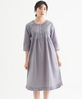 Meipeullawo Purple Pink Dot 3/4 Sleeve Pure Cotton Women'S Plus Size Pajama Dress Pink/M (66~77) gray