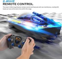 Obest nuotoliniu būdu valdomas laivas 2.4ghz rc didelio greičio rc lenktyninis laivas su led žibintais, žaislinis laivas rc laivai žaislas, baseinai/ežerai/tvenkiniai žaislinės dovanos suaugusiems ir vaikams
