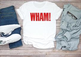 Wham George Michael Andrew Ridgeley trumpomis rankovėmis marškinėliai unisex H390 L white