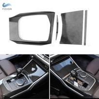 Car Center Console Control Gear Shift Panel Cover Decoration Trim Carbon Fiber Texture For BMW 3 Series G20 gray