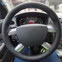 Automobilinis rankinis vairo dangtelis, skirtas Ford Kuga Focus 2 C-MAX juodai perforuotai mikropluošto odai su adatomis ir siūlu gray