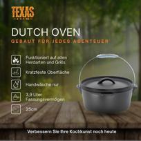 Texas club ketaus olandiška orkaitė ketaus puodas su dangčiu, talpa 3,5 l