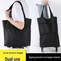 Folding Wheeled Shopping Trolley with Telescopic Handle - Customizable Logo Option rožinė raudona spalva