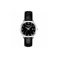 TISSOT Meishi Kolekcijos Kvarcinis Mechanizmas Moteriškas Laikrodis 28mm Juodas Ciferblatas Nerūdijančio Plieno Korpusas Odinė Apyrankė T057.210.16.057.00 black