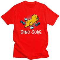 Dino Sore Funny Dinosaur Workout Gym Lifting Fitness T Shirts 100 Cotton Tees Shirt Streetwear Tshirts ShortSleeve Clothes 4XL gray