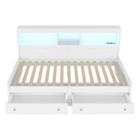 Double Bed High Durability Open Shelves Ambient Light Design Good Load Capacity Built-in Charger Heavy Duty Bedroom Sofa Bed with Drawers for balta
