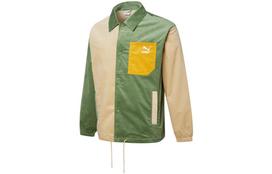 PUMA Cord Coach Jackets Men's Green Lapel Moderate Other 534752-67 L beige