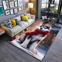 Husky puppy winter holiday warmth carpet Yoga living room room decor children's crawling mat doormat area rug games mat 40x60cm gray
