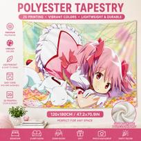 Japanese Manga Girl Flat Print Tapestry Pink Bows and Frills Wall Decor for Kawaii Room Aesthetic Living Room Fan Gift Poster 40X60CM pink