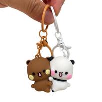Kawaii Bubu and Yier Magnetic Hug Keychain Backpack Omaments Cartoon Panda Bubu and Dudu Magnetic Pendant Keychain Gift Toy brown