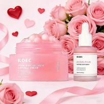 PDRN Pink Collagen Capsule Cream and Peptide Glow Serum Set, with Niacinamide 5% and Hydrolyzed Collagen, Hydrating Moisturizing Firming Skincare for