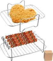 Karšto oro gruzdintuvės grotelės, skirtos Nin-ja Flex Drawer Af500eu 10.4l, nerūdijančio plieno gruzdintuvės grotelės su 4 iešmais, skirtos Nin-ja Foodi Flexlade Dual Zone Af500eu Af500eucp, suderinamos su Cecotec