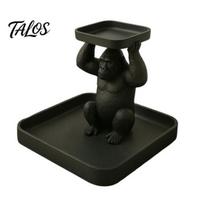 Modern Sculpture Storage 3D Printed Gorilla Decorative Tray, Squatting Figure with Dual-Tier for Functional Room Decor Keys Jewelry Small Trinkets, juoda