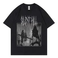 Silent Hill 2 Game Graphic T Shirts Men Women Gothic Vintage Short Sleeve T-shirt High Quality Fashion Oversized Cotton T-shirts M gray