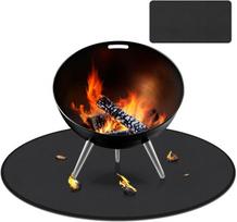 Apsauginis kilimėlis nuo ugnies, 3 sluoksnių ugniai atsparus kilimėlis griliui, ugniai atsparus pagrindas, stiklo pluošto aliuminio folijos laužavietės padėklas, bbq grilio kilimėlis grindims, vejai, stovyklavimui, terasos apsaugai, skersmuo 91 x 91 cm