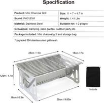 Phojewi nešiojamas mini grilis ant anglių, mažas bbq stalo laužavietė stovyklavimui, terasai, lauko bbq, nerūdijančio plieno stovyklavimo bbq, sulankstomas bbq kuprinėms
