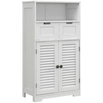 Bathroom cabinet with 2 doors, adjustable shelf, 2 drawers, and niche, 61 x 30.5 x 109.5 cm, white