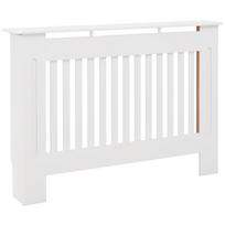 Lentelių radiatoriaus dangtis Dažyta spintelė MDF su grotelėmis baltos spalvos (112I x 19P x 81A cm) 112 x 19 x 81 cm