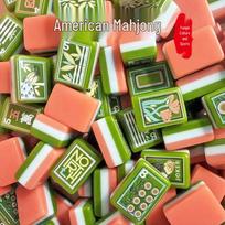 American Hand-Painted 3-Layer Mahjong Set: 160 Orange Acrylic Tiles Oil Painting Acrylic white