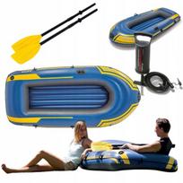 Luxprodukty Žvejybinė, turistinė pripučiama valtis, pompa, irklai, mėlynas komplektas, 2 asmenims