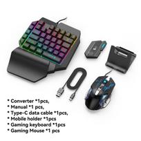 Mobiliųjų žaidimų keitiklio klaviatūros pelės rinkinys / vienas keitiklis, suderinamas su „Bluetooth“ 5.0 Converter+keyboard+mouse gray
