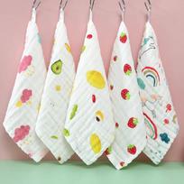 3Pcs Baby Towel Face Washcloth Muslin Squares Cotton Hand Wipe Six Layers Gauze for Bathing Feeding Kids Handkerchief 25x25cm random color white