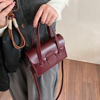 Bag Women'S Premium Texture Commuter Portable Messenger Bag Retro Messenger Bag tamsiai ruda spalva