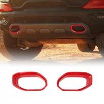 2PCS For Dodge RAM 1500 TRX + Exterior Front Bumper Tow Hook Cover Bezel Red beige
