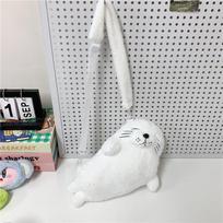 Adorable Seal Plush Handbag Portable Autumn Winter  Cute Seal Fur Bag Ladies Handbag Soft Women Girls Pouch Bag gray