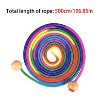 Long Jump Rope 16.4 Ft Rainbow Girls Jump Rope With Wooden Handle Adjustable Skipping Toy For Kids Multiplayer School Playground blue