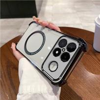 Case for Xiaomi POCO F8 Ultra Clear Magnetic Casing Electroplated Lens Frame Phone Cover POCO F8 Ultra gray