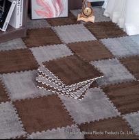 Plush Puzzle Rug: Thickened, Removable, Cold-Insulating Floor Mat for Living Room, Bedroom, or Bedside 30x30cm - 4 pieces mėlyna/juoda