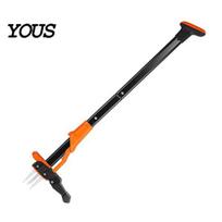 Back Friendly Gardening Gear Stand Up Weed Puller, Long Handle 4-Claw Weeding Tool, Easy-Eject Mechanism, Standing Weeder Tool Hand for Garden oranžinė