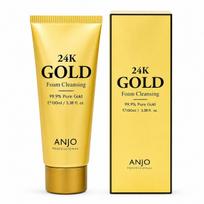 24K Gold Foam Cleansing for ANJO. Rich bubble face wash, foam cleanser 100ml beige