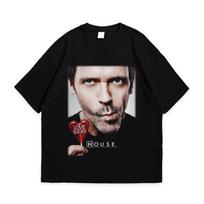 Hugh Laurie House MD Unisex Cotton TShirt Graphic Casual Streetwear Black M gray