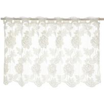 Light Filtering Rod Pocket Sheer Curtain Panel for Small Window Privacy, Embroidered Curtain for Kitchen and Entry Use