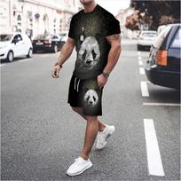 Vyriškas sportinio kostiumo komplektas Vasariniai trumparankoviai marškinėliai Šortai Kostiumas Mielas panda 3D spausdinimas 2 dalių komplektai Vyriški oversized marškinėliai Viršutiniai drabužiai 6XL white