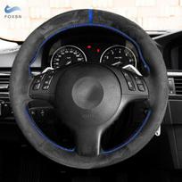 Automobilio vairo dangtis, skirtas BMW M Sport 3 Series E46 Coupe 2000-2006 M3 E46 M5 E39 2000-2003 1,2 mm zomšos odinė apdaila mėlyna juosta black