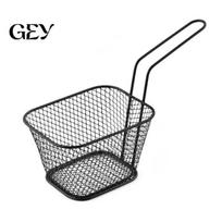 Kitchen Frying Tool Square Fry Baskets Stainless Steel Basket with Handle Cooking for Crispy French Chip Fries Mesh Food Presentation Durable Strainer auksinė