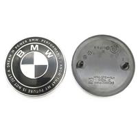Car Front Hood Emblem Logo Rear Trunk Badge BMW E36 E46 E53 E90 E60 E61 E93 E87 X1 X3 X5 X6 F30 F20 F10 Z3 Z4 X1 X3 X5 M4 M8 CVB3 74mm juoda balta spalva