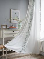 Medvilnės lino siuvinėtos užuolaidos su kišenėmis keliui, kutais virtuvei, miegamajam, svetainei, arkiniam langui, spintos užuolaidai W140xH45cm&Rod Pocket gray