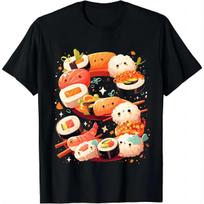 Sushi Dragon Roll Japanese Food Kawaii Dragon Anime Sushi T-Shirt Women Custom Printed Streetwear Tops Casual Clothing XL orange