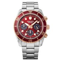 Angel Clover Sea Cruise Solar Watch SCC42SPRE Men's Mineral Glass Red Dial 42mm Water Resistant beige