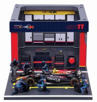Kyosho BURAGO Oracle Red Bull Racing PIT PASS Set RB20 Perez x Paddock BUR38453P 1/43 No.11 S. (Crew 6pcs, Garage) red