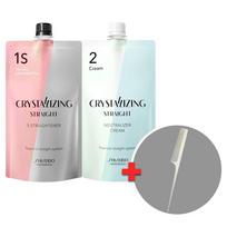 Shiseido Crystallizing Straight S labai pažeistiems plaukams, tirpalas 1 + tirpalas 2, kremas, nemokamas uodegos šukos, tiesinimo tirpalas, 1 vnt. 400ml white