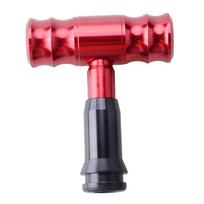 Automatic Gear Shift Knob Universal Car Shifter Lever Aircraft Joystick T-Handle Hammer Handle Glossy Aluminum Shift knob Red brown