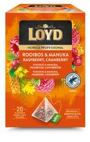 Vaisinės arbatos gėrimas LOYD Rooibos su manuka medumi avietėmis ir spanguolėmis, piramidė,20 x 1,7g
