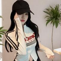 Girls Y2K Tops Workout Cycling T-shirts Zipper Long Sleeve Fashion Club Wear Sexy Women's T-shirts Sports Tees XL black